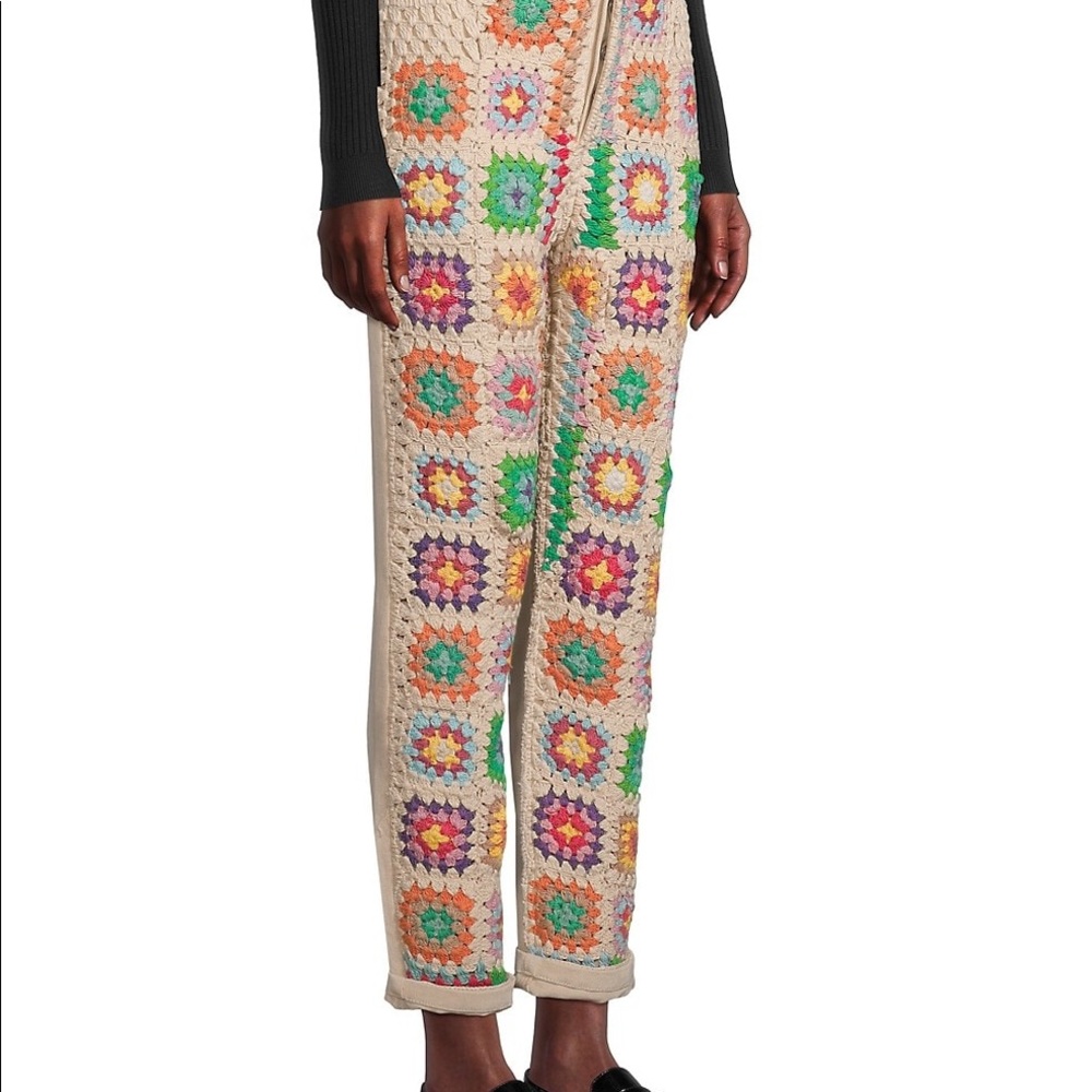 NWOT Free People Zuri Crochet Granny Square Relaxed Straight Jeans Z5-11 - Picture 12 of 14